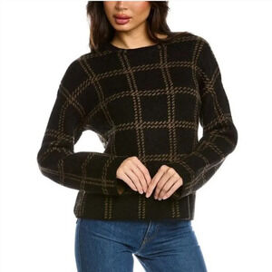 NWT Vince Windowpane Plaid Alpaca & Wool Pullover Sweater Size S